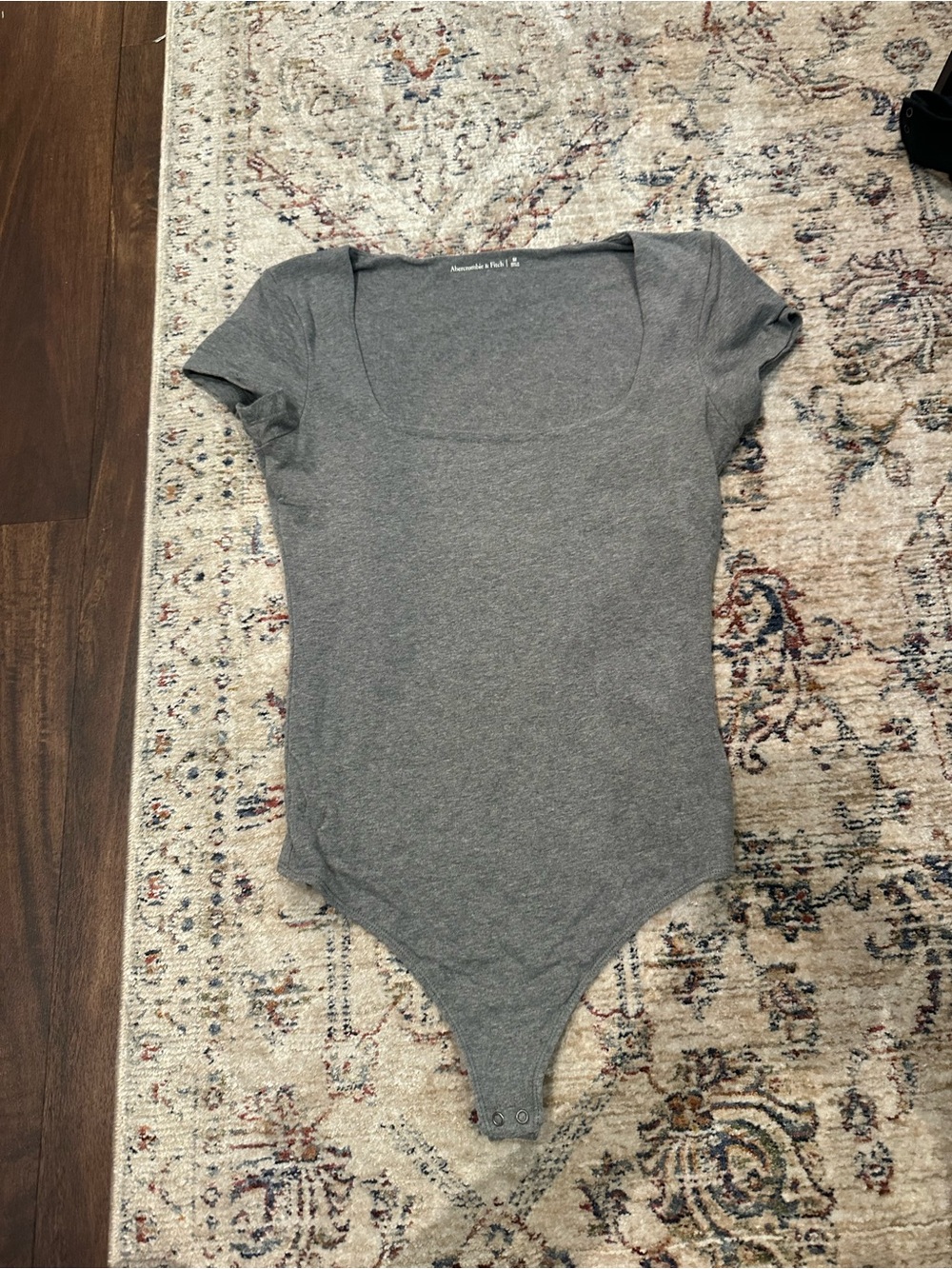 Abercrombie Short-Sleeve Cotton-Blend Seamless Fabric Squareneck Bodysuit